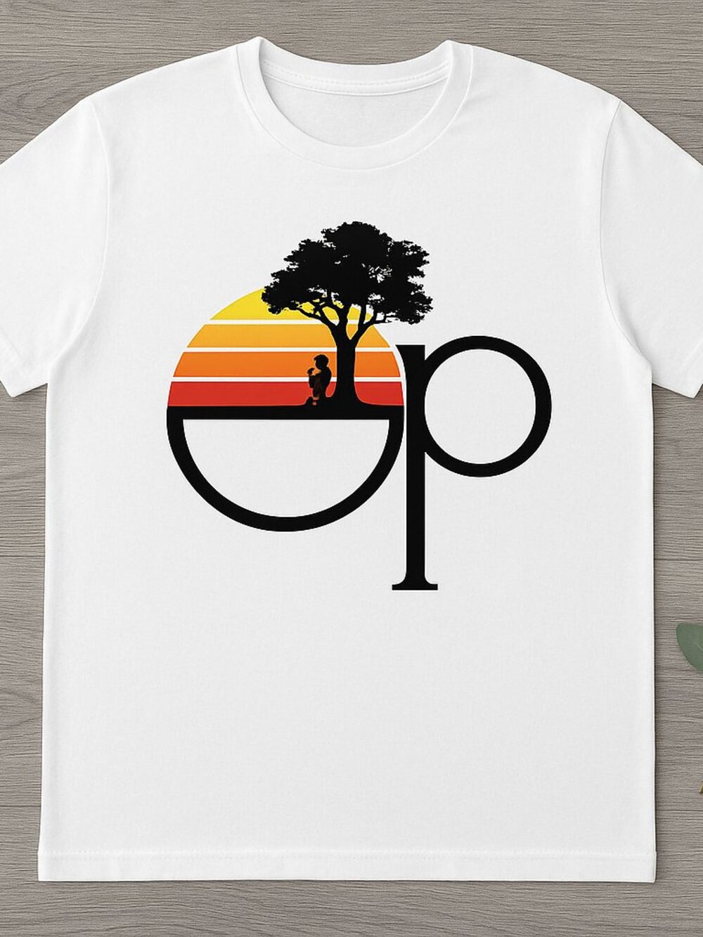 White Retro Sunset Silhouette Graphic Tee Bold Vintage Logo Style Shirt